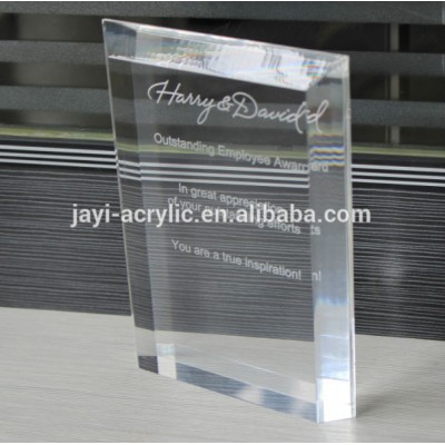 Custom free standing small rectangle horizontal memorial award plaque acrylic plaques