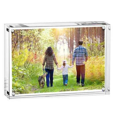 Factory wholesale clear rimless acrylic magnetic photo frames picture frames for home decor